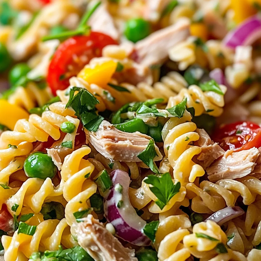 A dish of pasta with chicken and peppers.