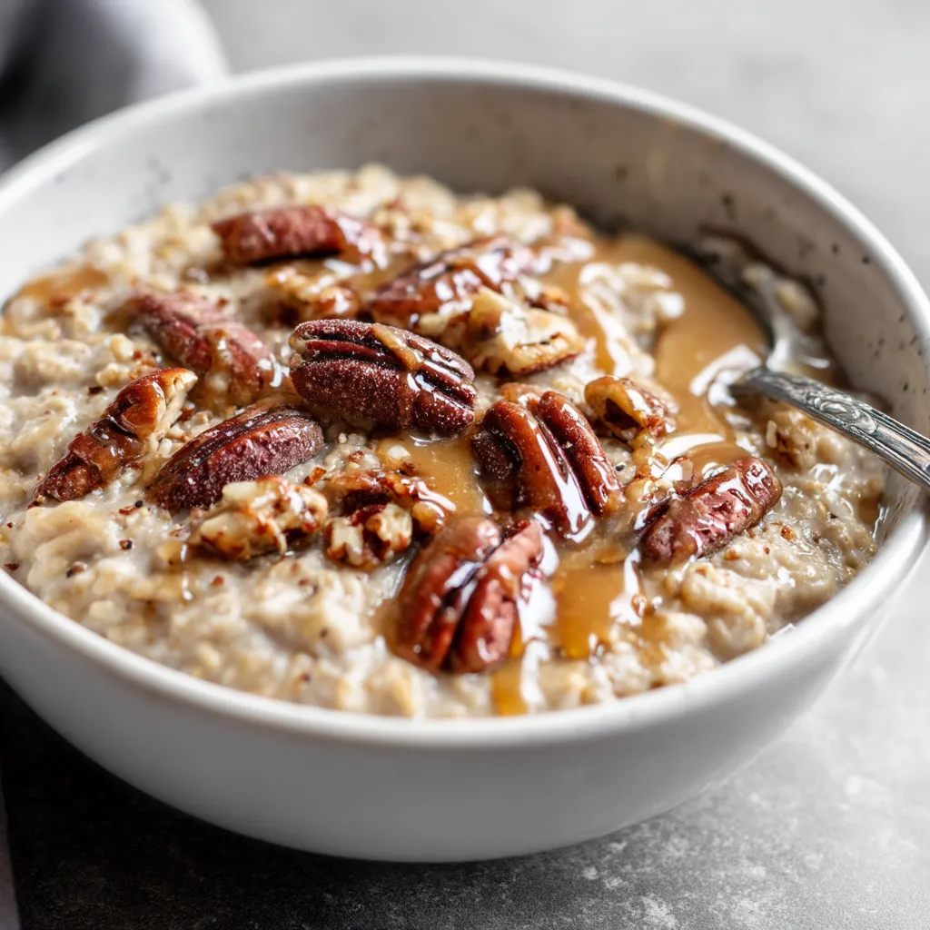 A bowl of maple pecan oatmeal.
