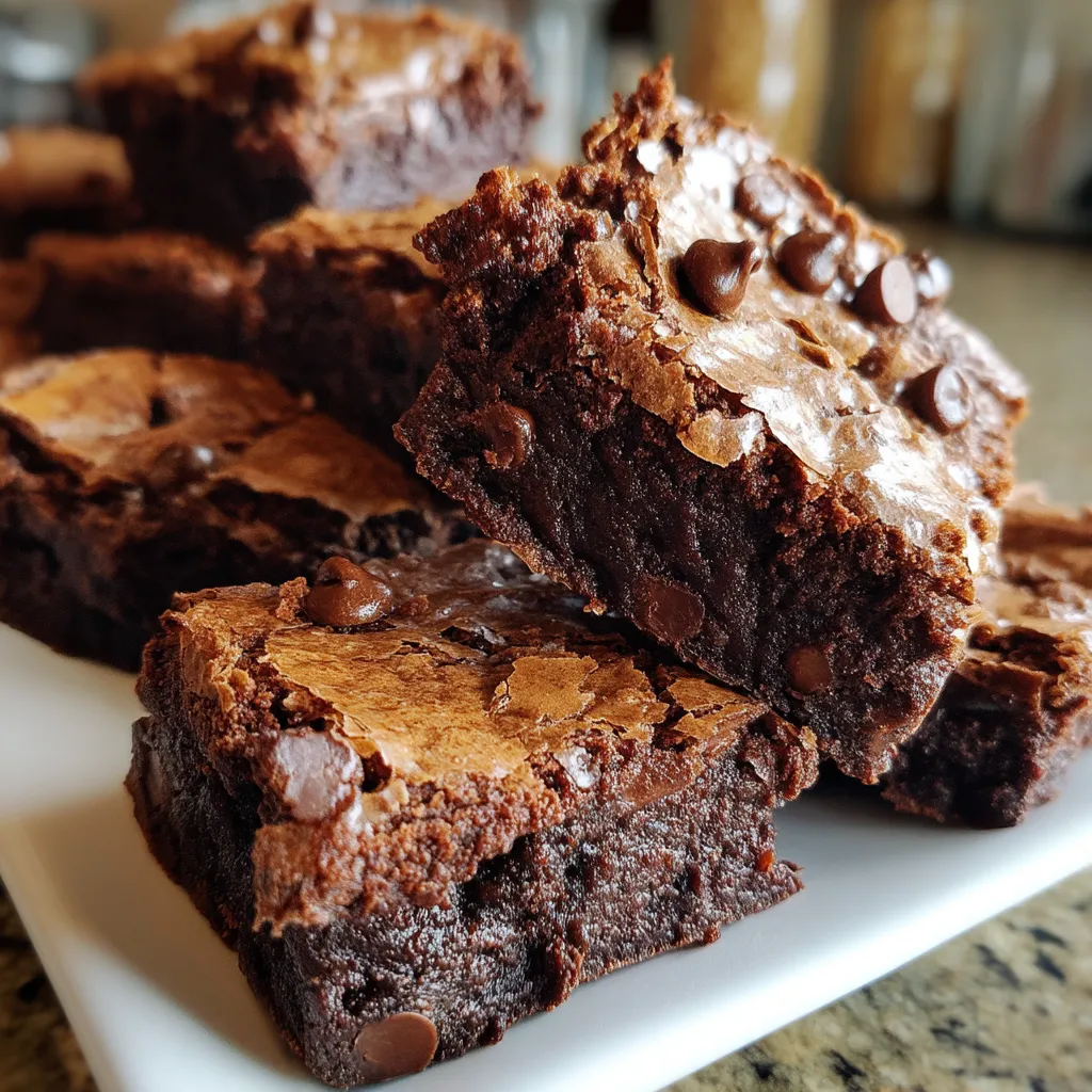 A plate of chocolate brownies.