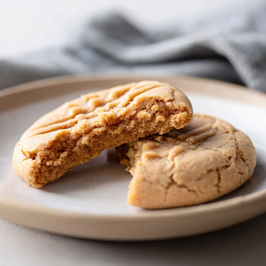 Two peanut butter cookies on a plate.