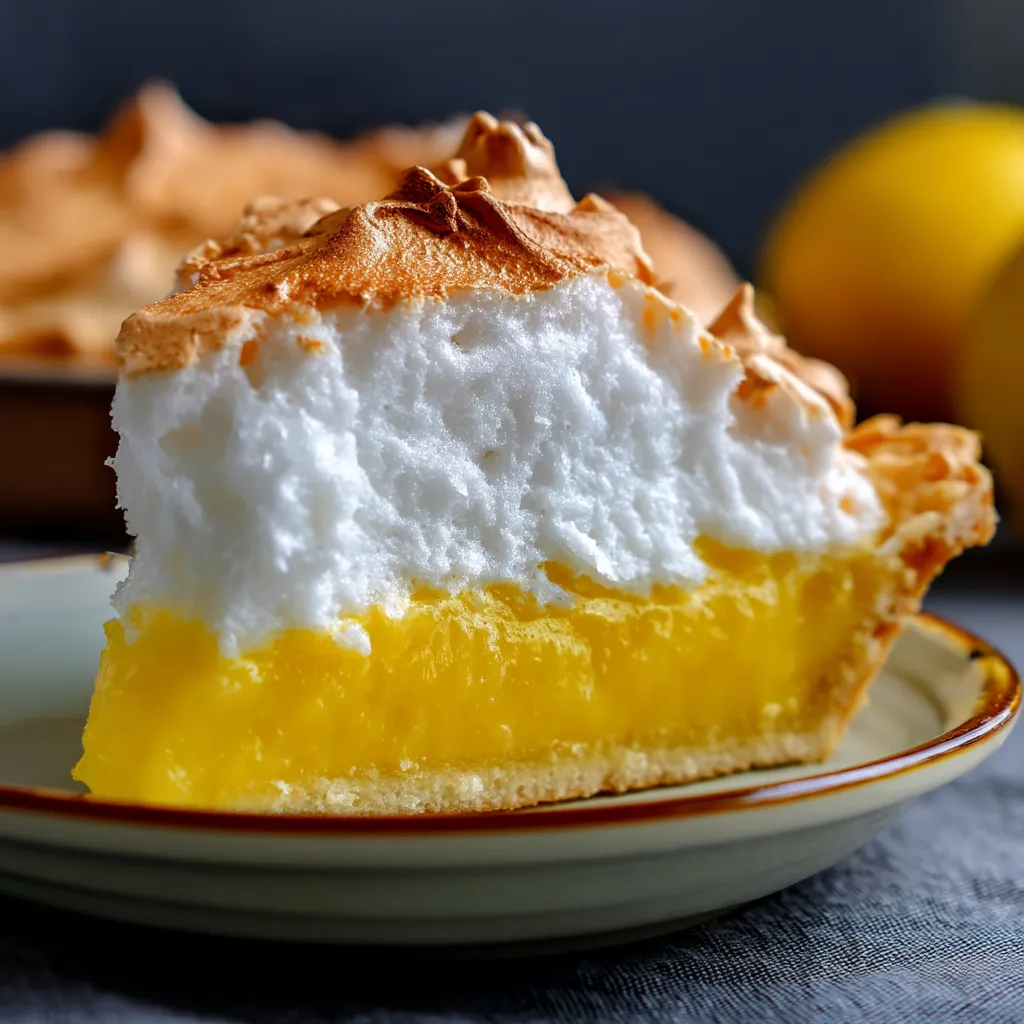 A slice of lemon meringue pie.