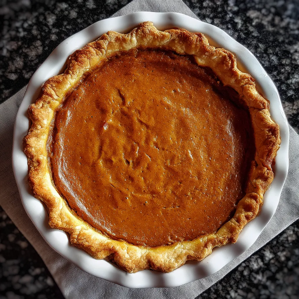 A pumpkin pie with a golden brown crust.
