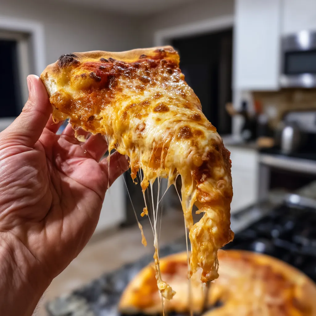 A slice of New York-style pizza.