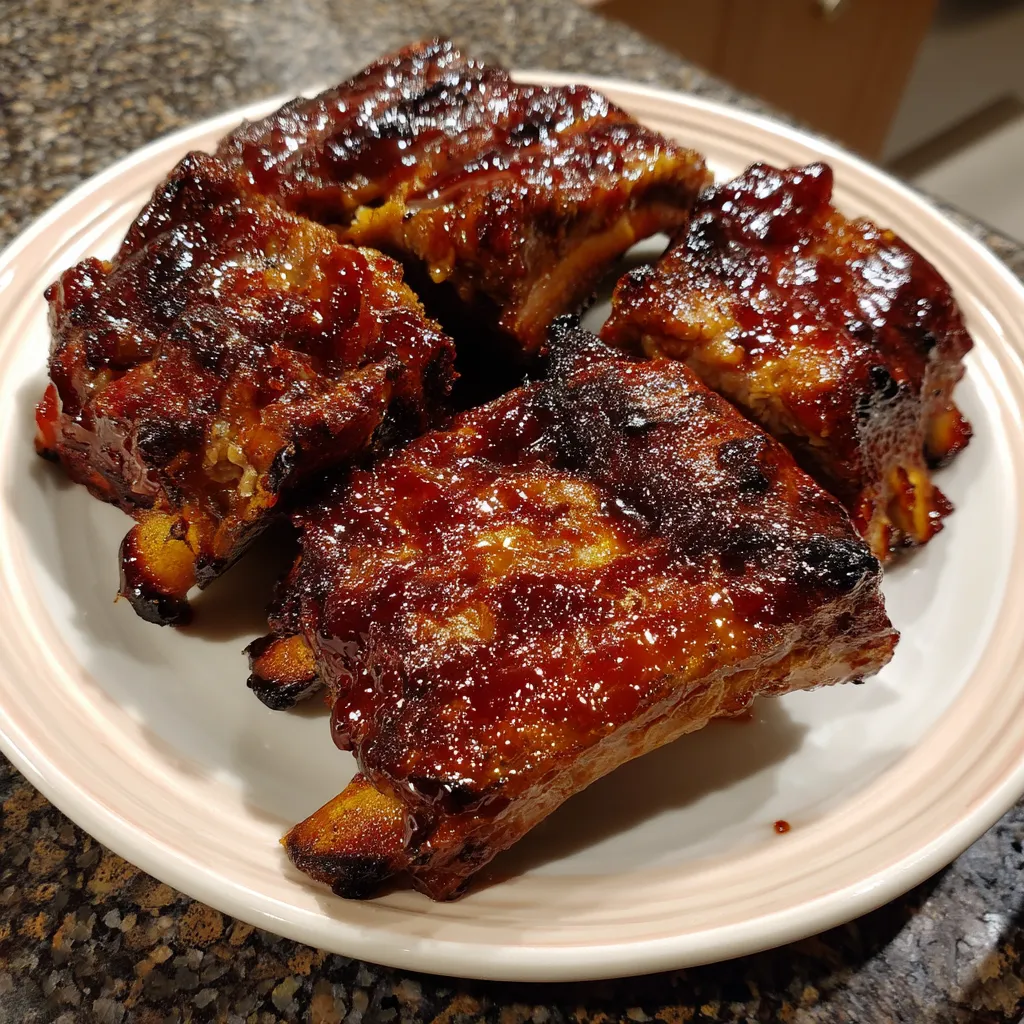 A plate of Kansas City BBQ ribs.