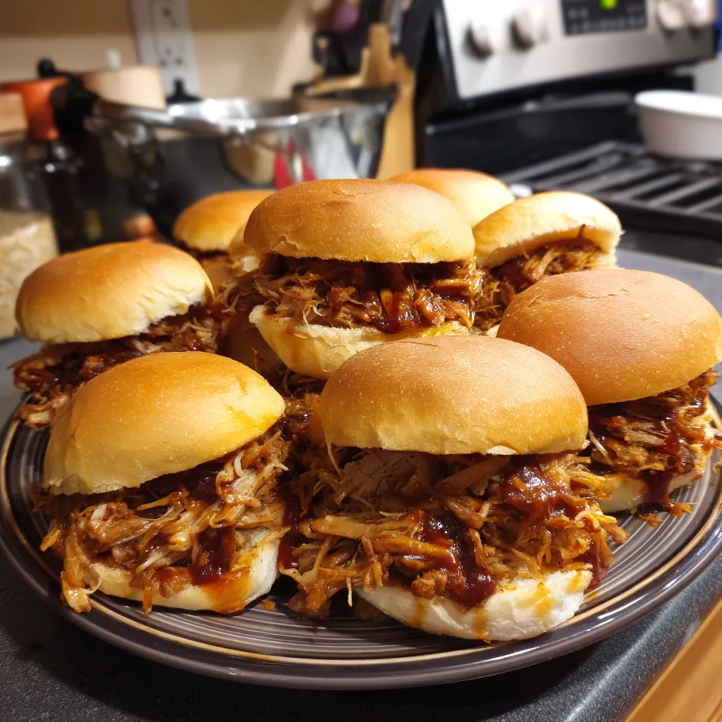 A plate of BBQ Pulled Pork Sandwiches.
