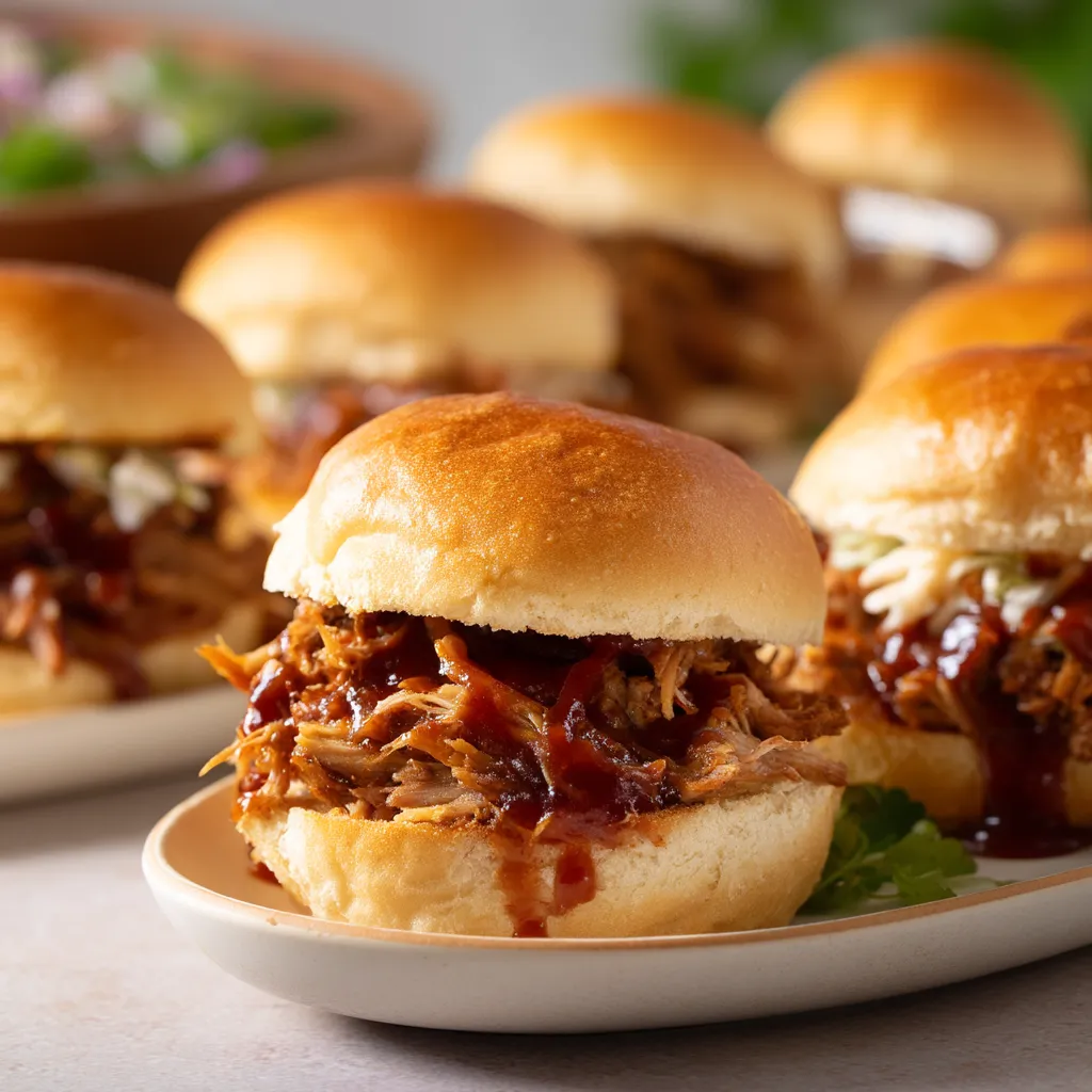 A plate of BBQ Pulled Pork Sandwiches.