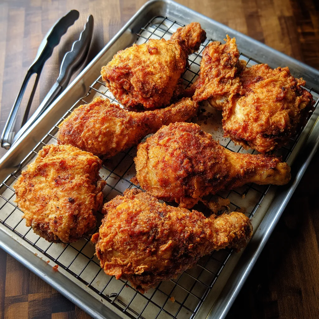 A tray of buttermilk fried chicken.