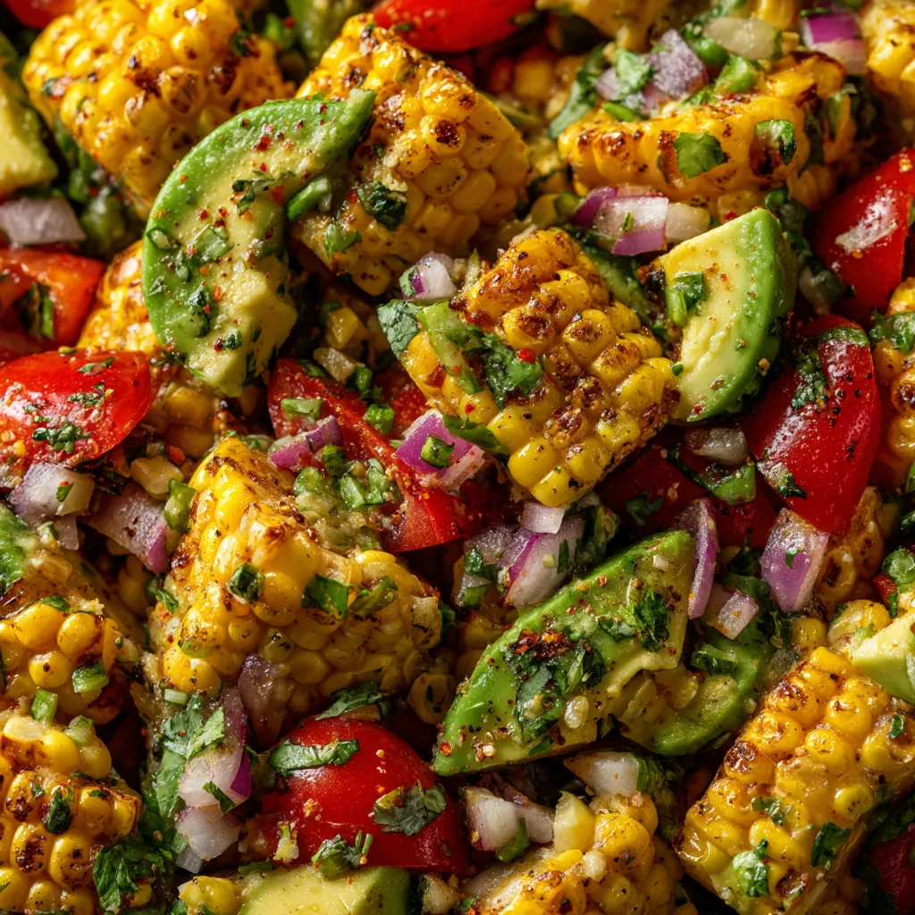 Grilled corn and avocado salsa.