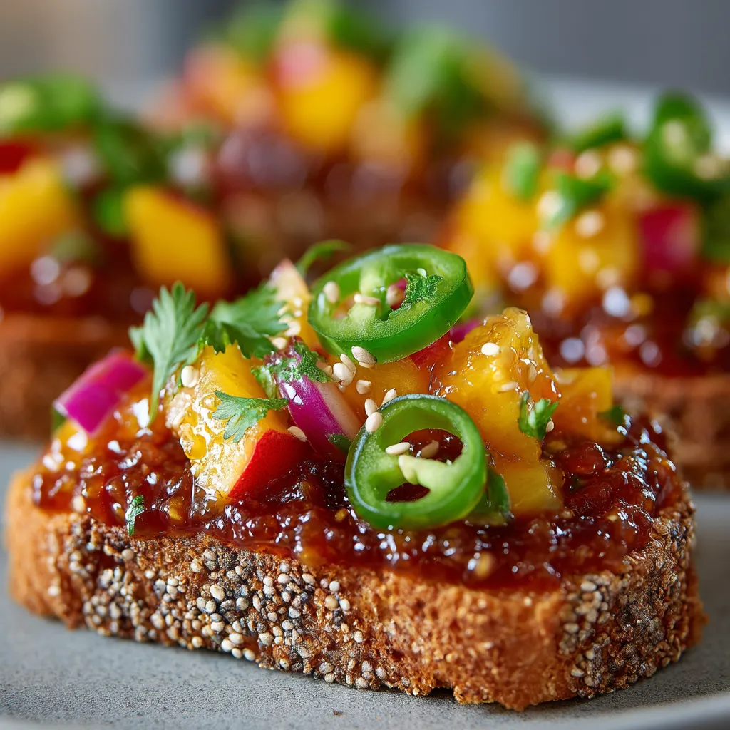 Peach Jalapeño Chia Jam Toasts.