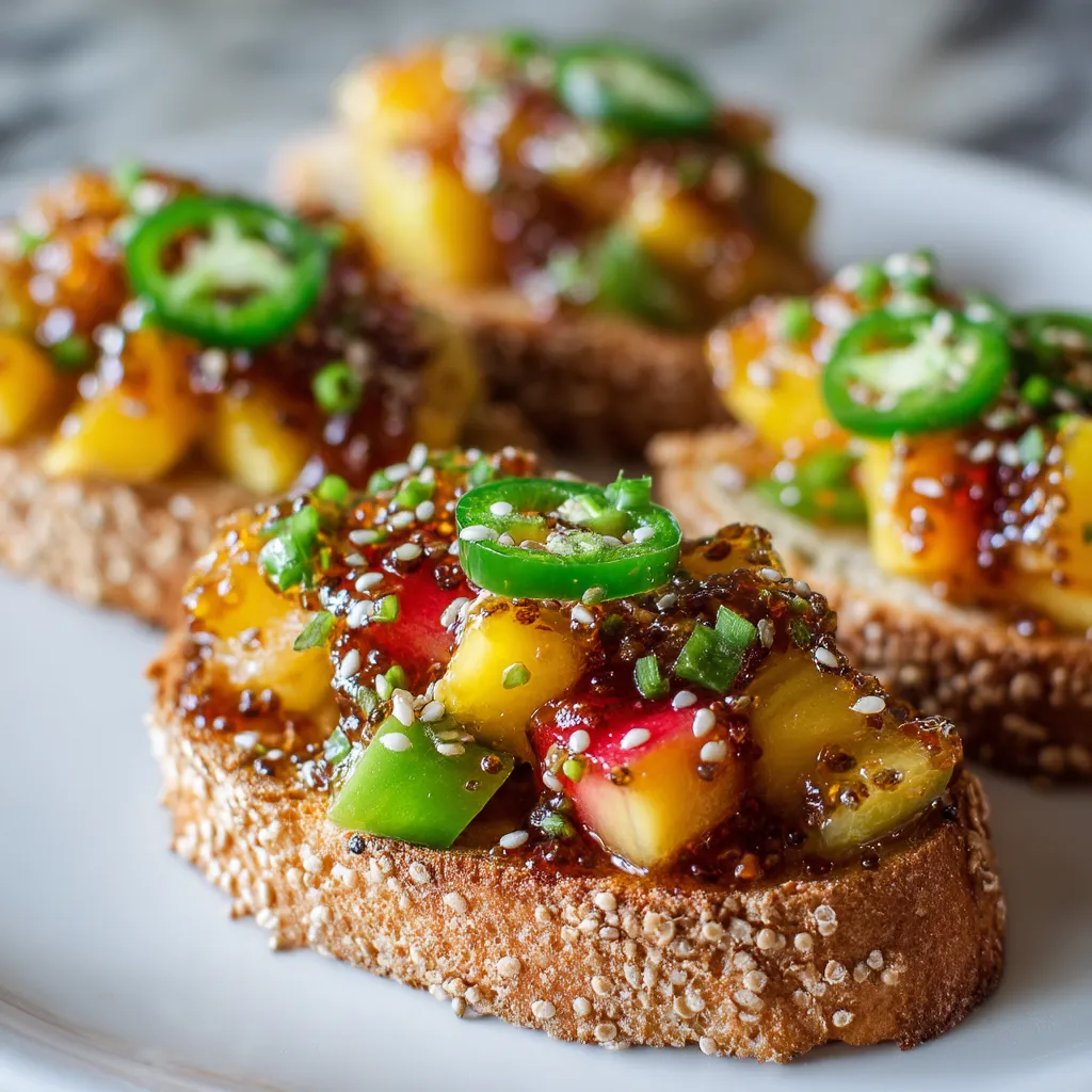 Peach Jalapeño Chia Jam Toasts.