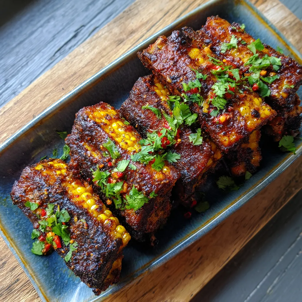 Charred corn ribs with chili-lime butter.