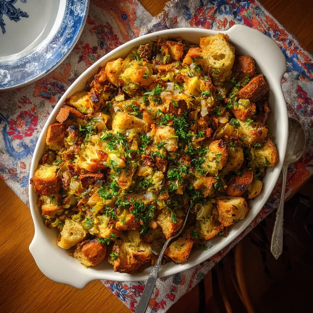 A white bowl filled with croissant stuffing.