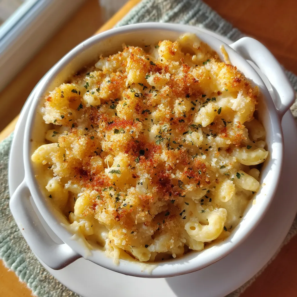 A bowl of mac and cheese with a spoon in it.