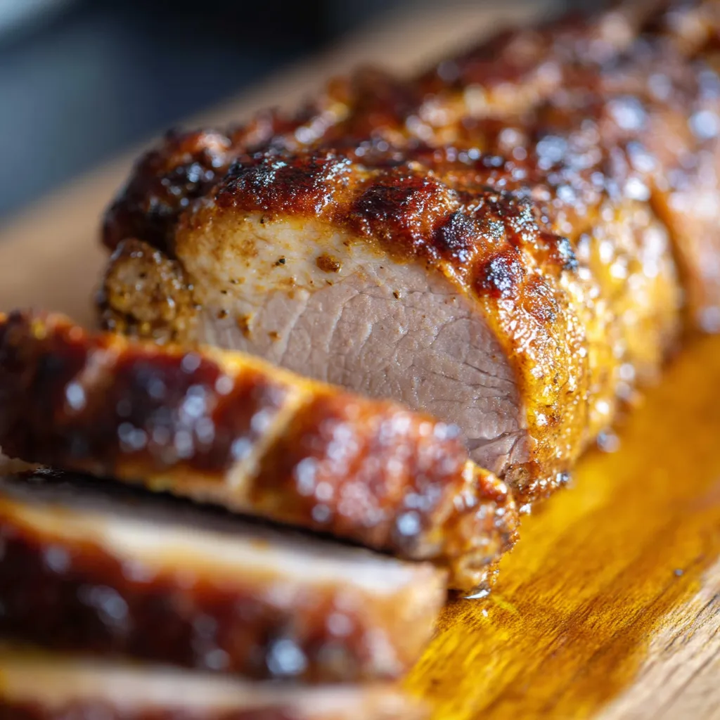 A piece of meat on a wooden board.