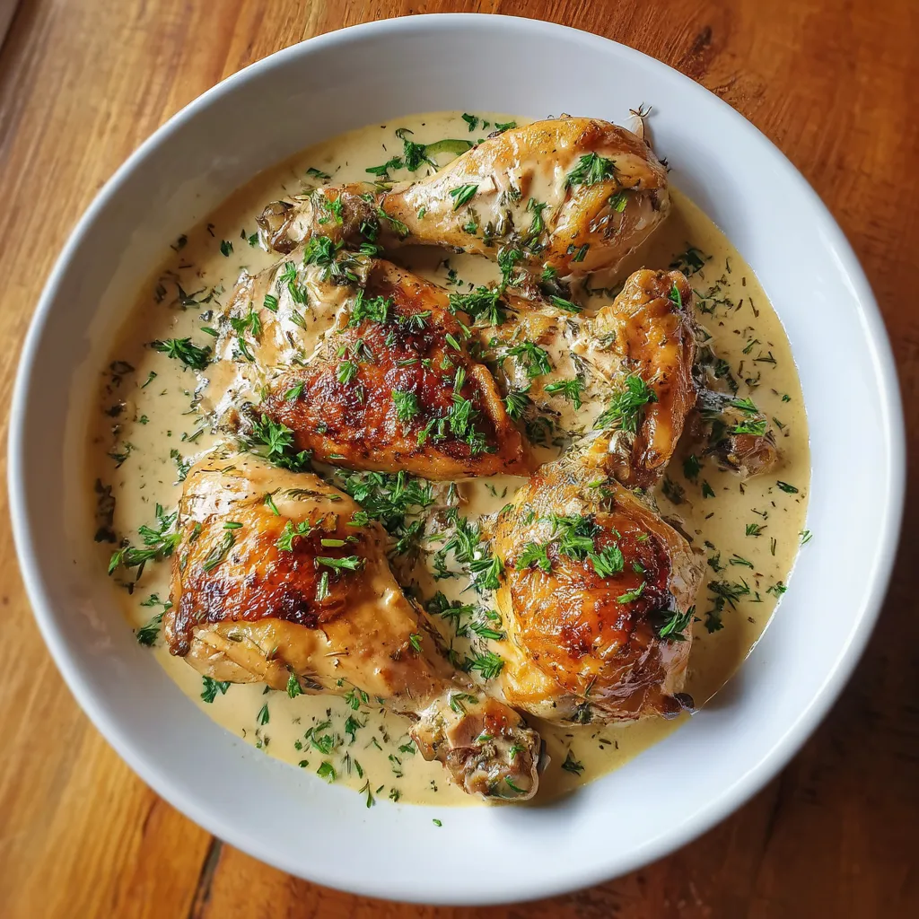 A plate of chicken with sauce.