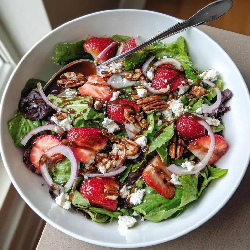 A bowl of strawberry feta salad.
