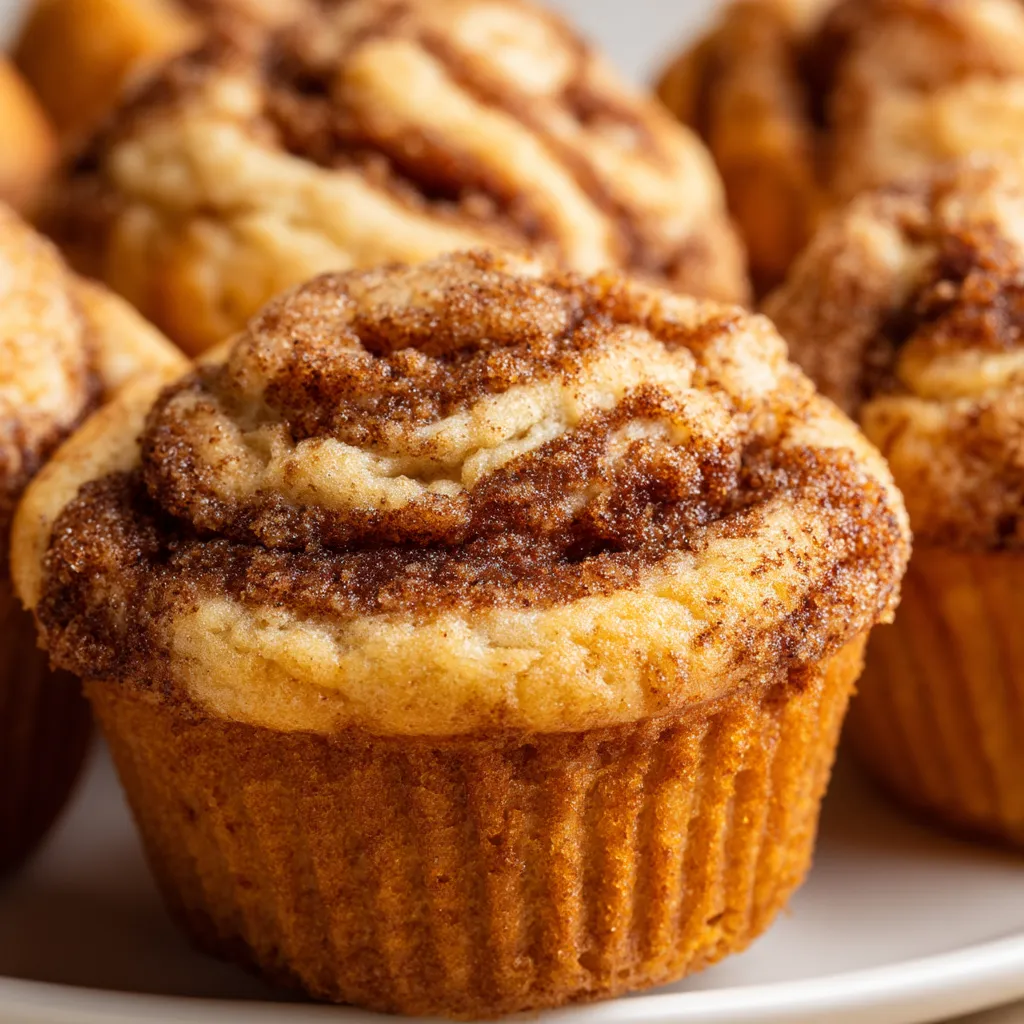 A plate of cinnamon roll protein muffins.