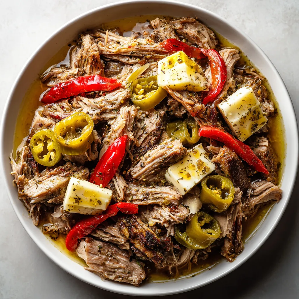 A plate of slow cooker Mississippi pork roast.