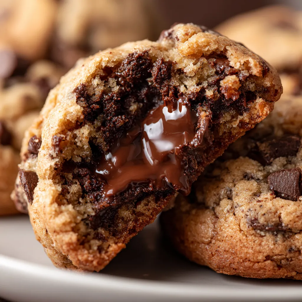 A plate of milk chocolate stuffed cookie bombs.