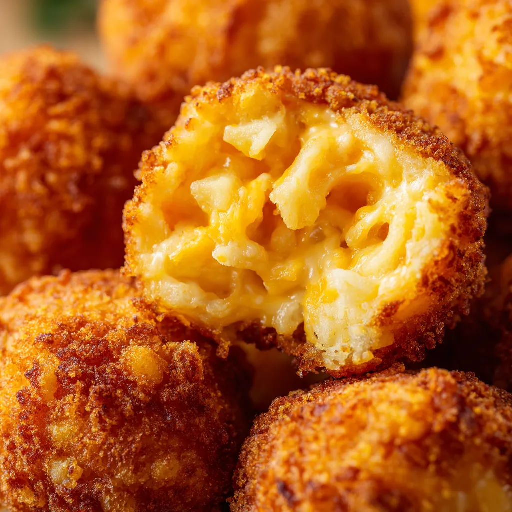 A close up of a mashed potato cheese puff.