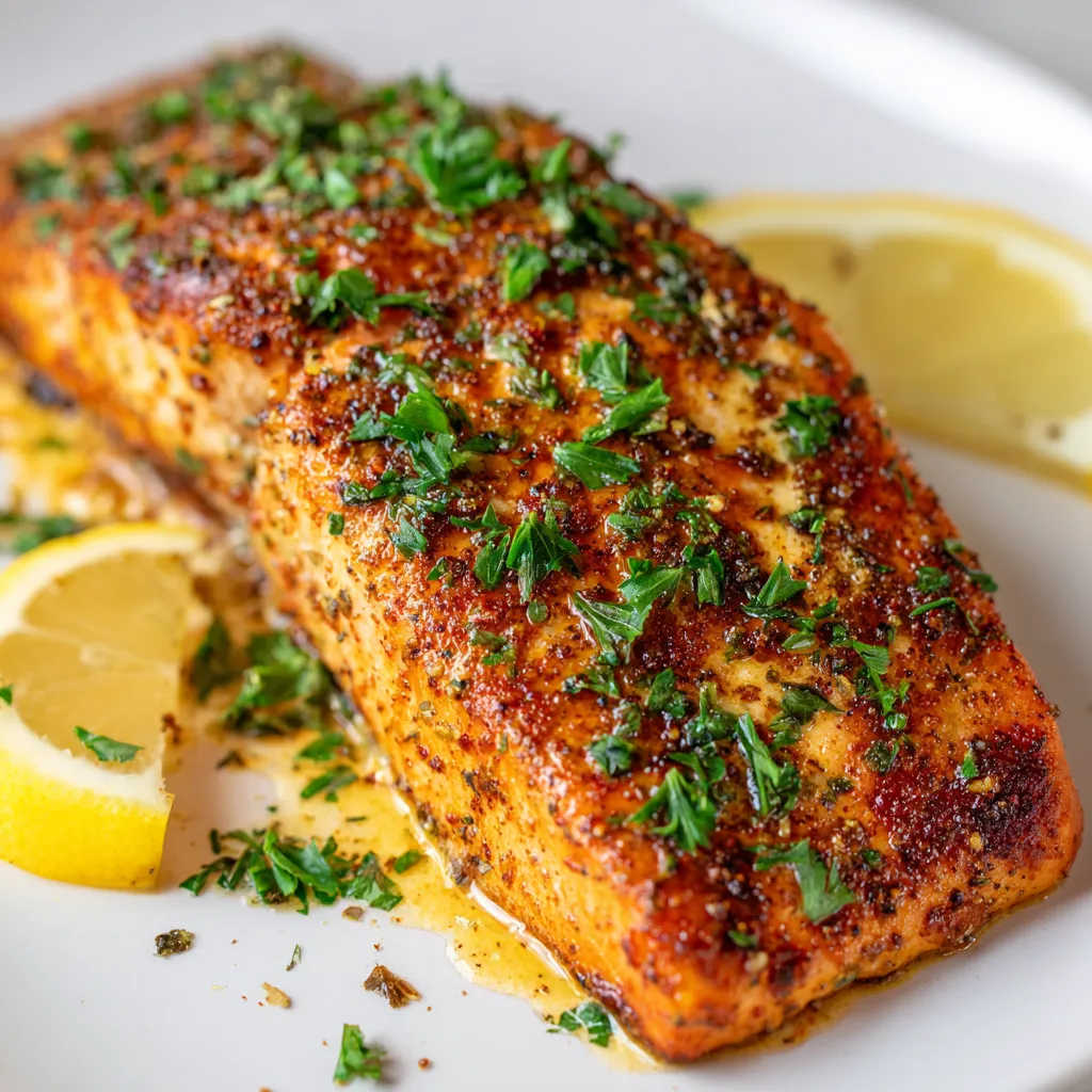A piece of Texas Roadhouse-style baked salmon.