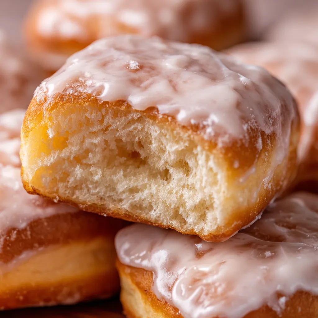 Glazed buttermilk beignets on a table.
