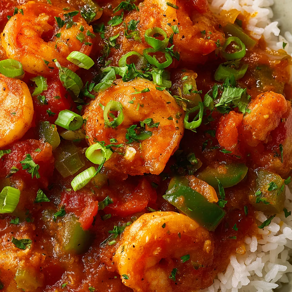 A bowl of shrimp creole with rice.