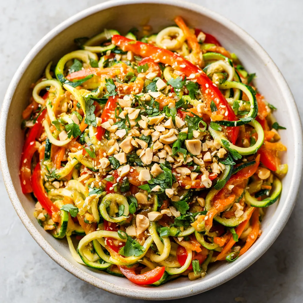 A bowl of vegetables including carrots, peppers, and zucchini.