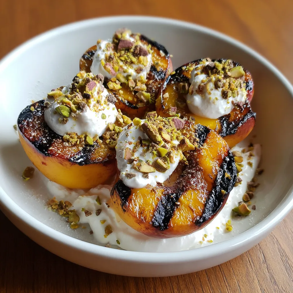 Grilled peaches with coconut whip.