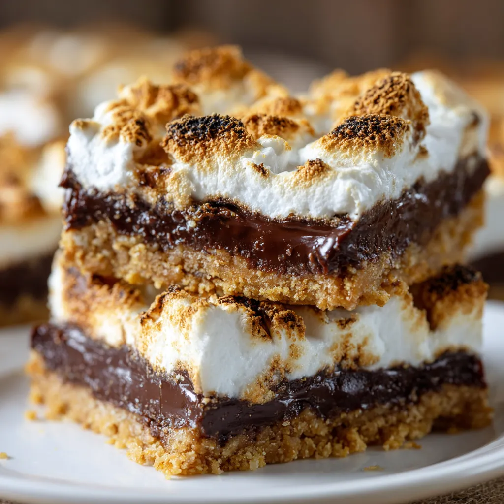 A stack of s'mores fudge bars.