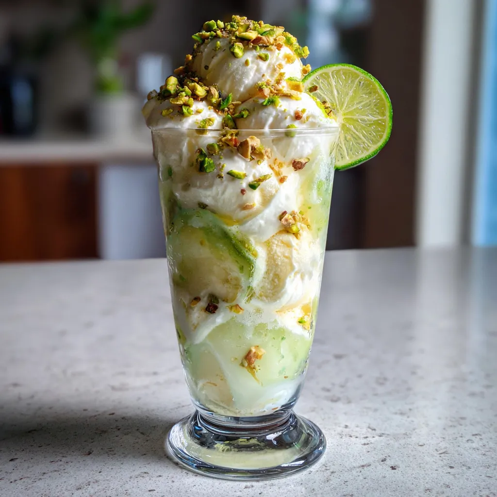 A glass of Rebel Pistachio-Lime Soda Float.