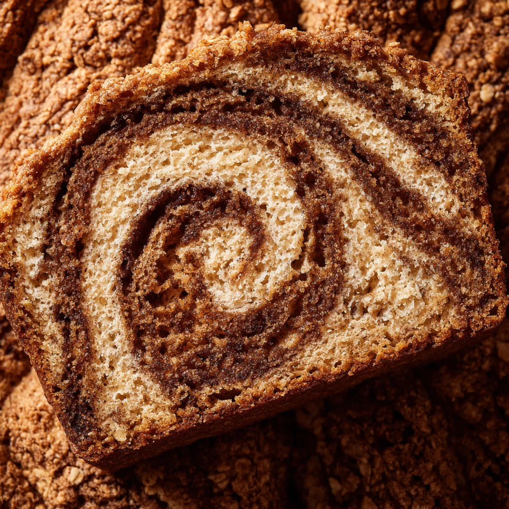 A slice of cinnamon swirl protein cake.