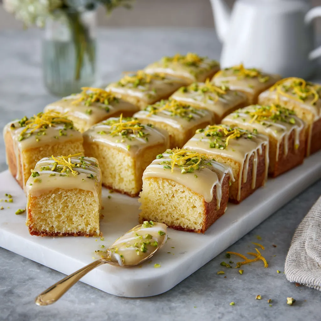 A plate of yellow cake with orange slices on top.