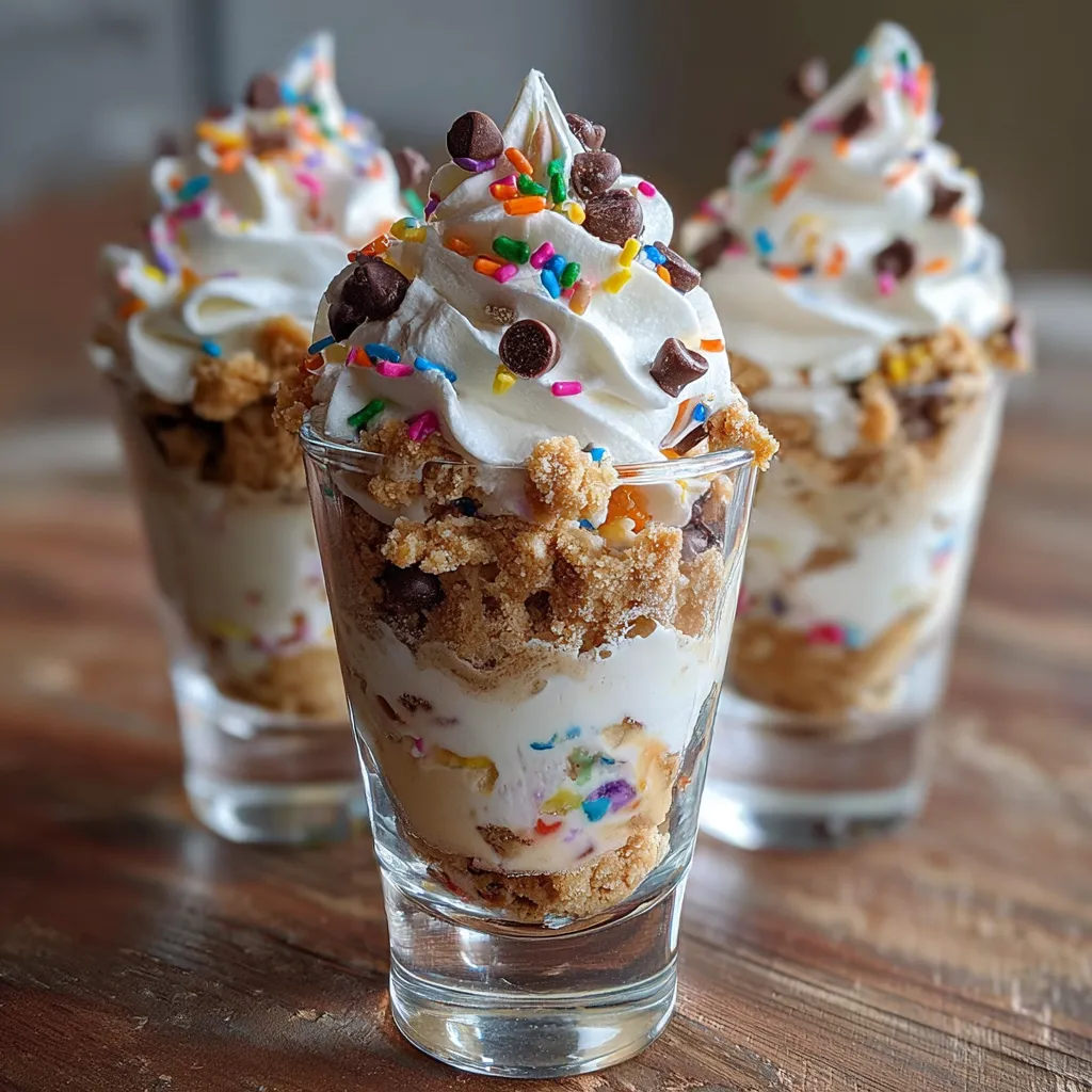 Three glasses of cookie dough avalanche.