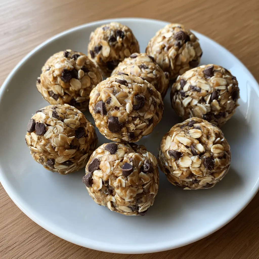 A plate of peanut butter oat energy bites.