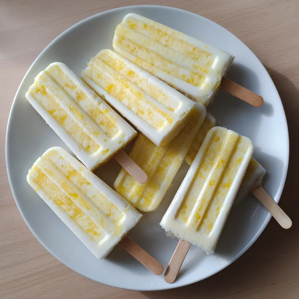 A plate of pineapple coconut popsicles.