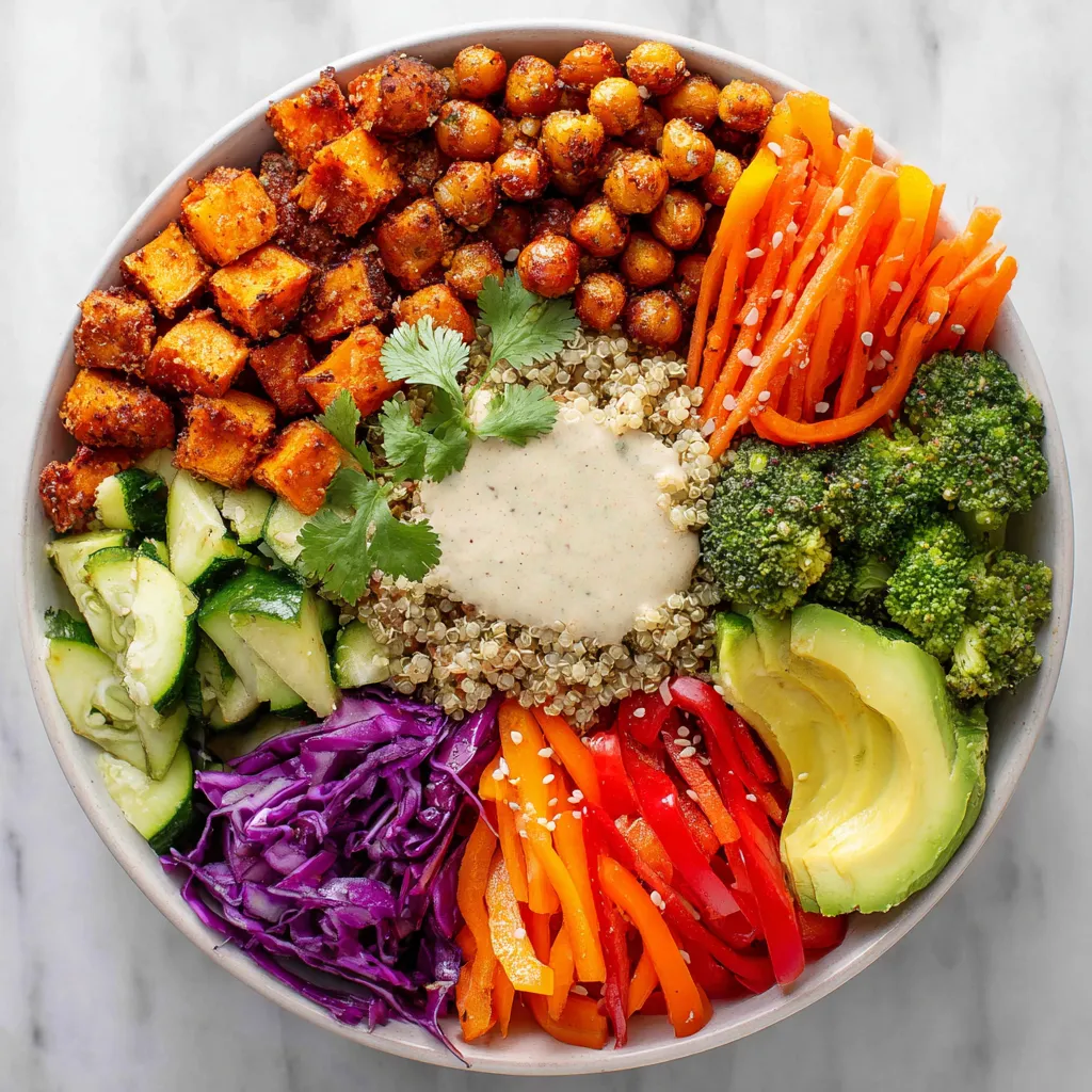 A bowl of food with a variety of colors and ingredients.