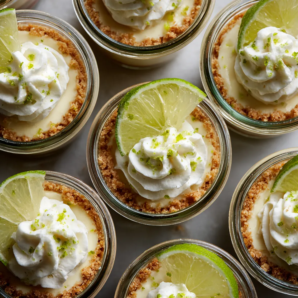 Mini key lime cheesecakes in jars.
