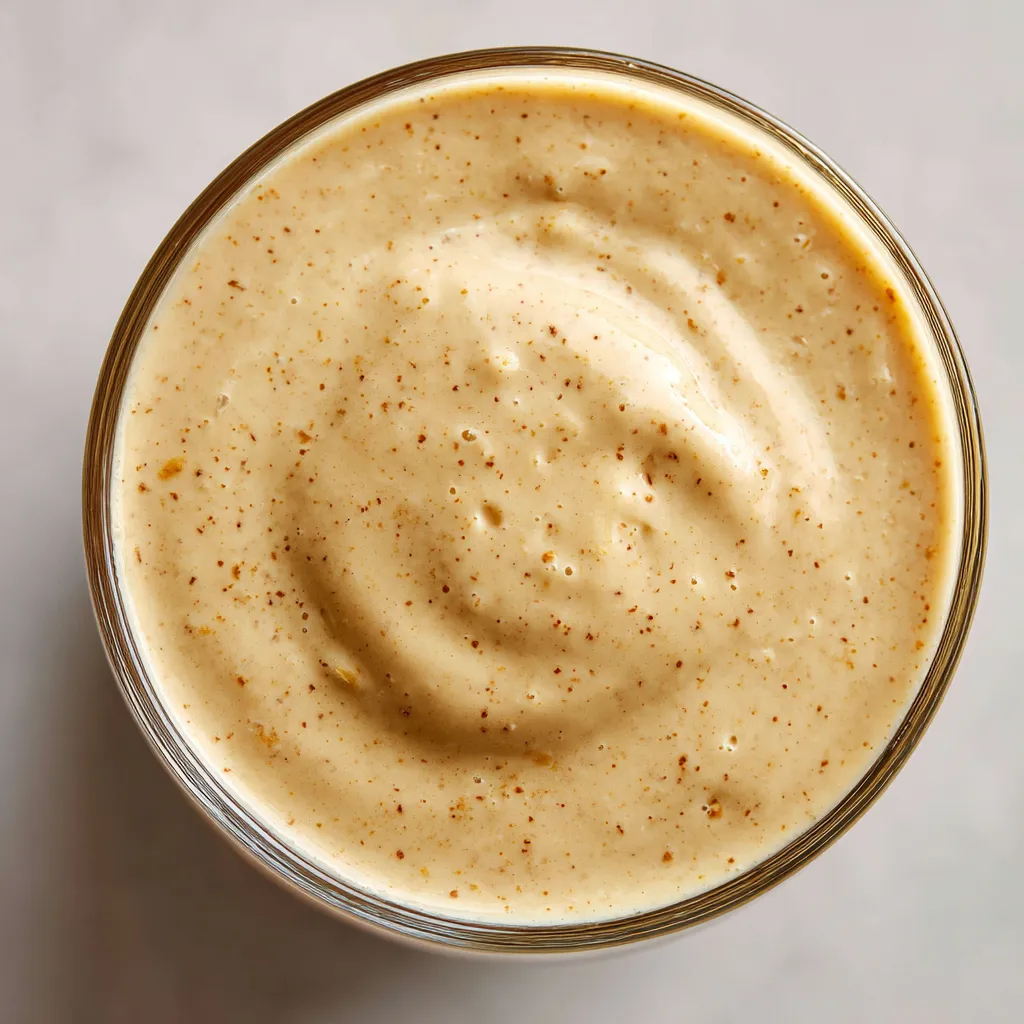A glass of peanut butter banana smoothie.