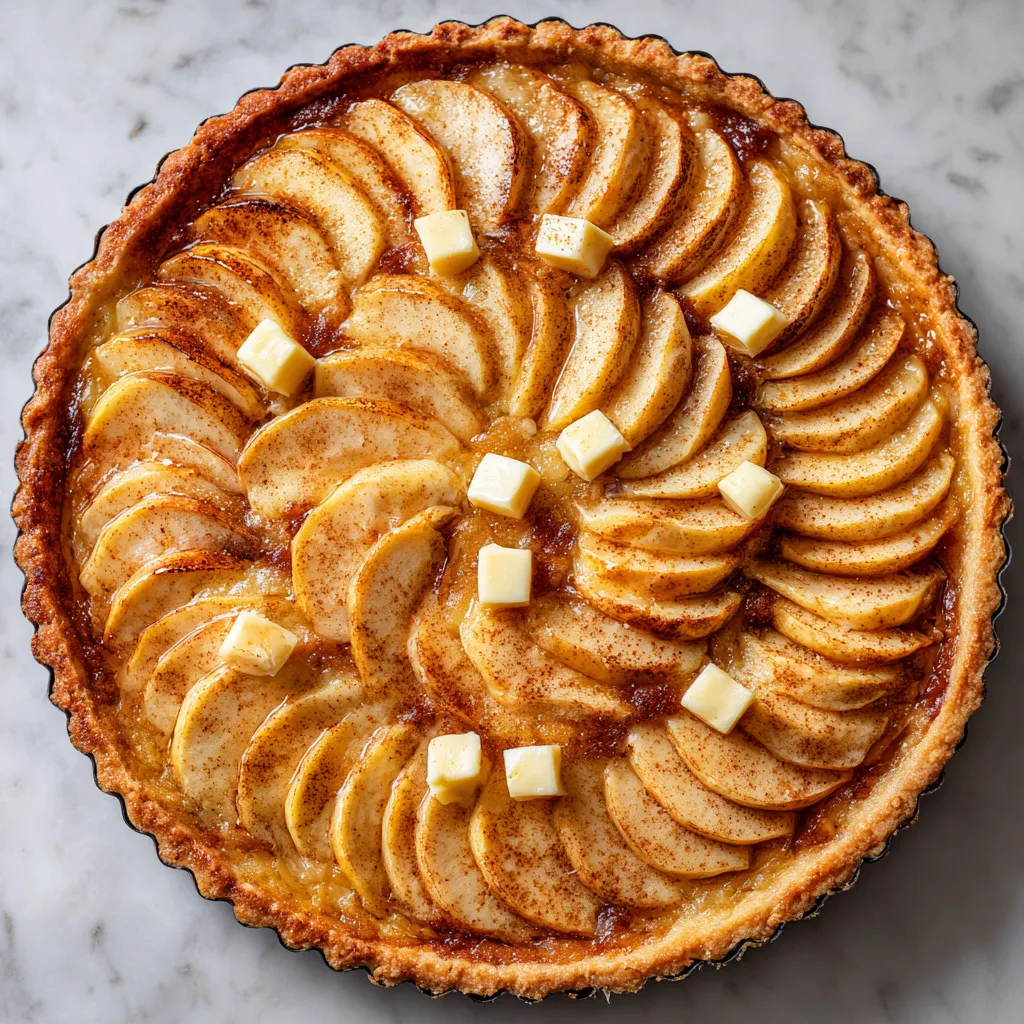 A close up of a delicious apple tart.