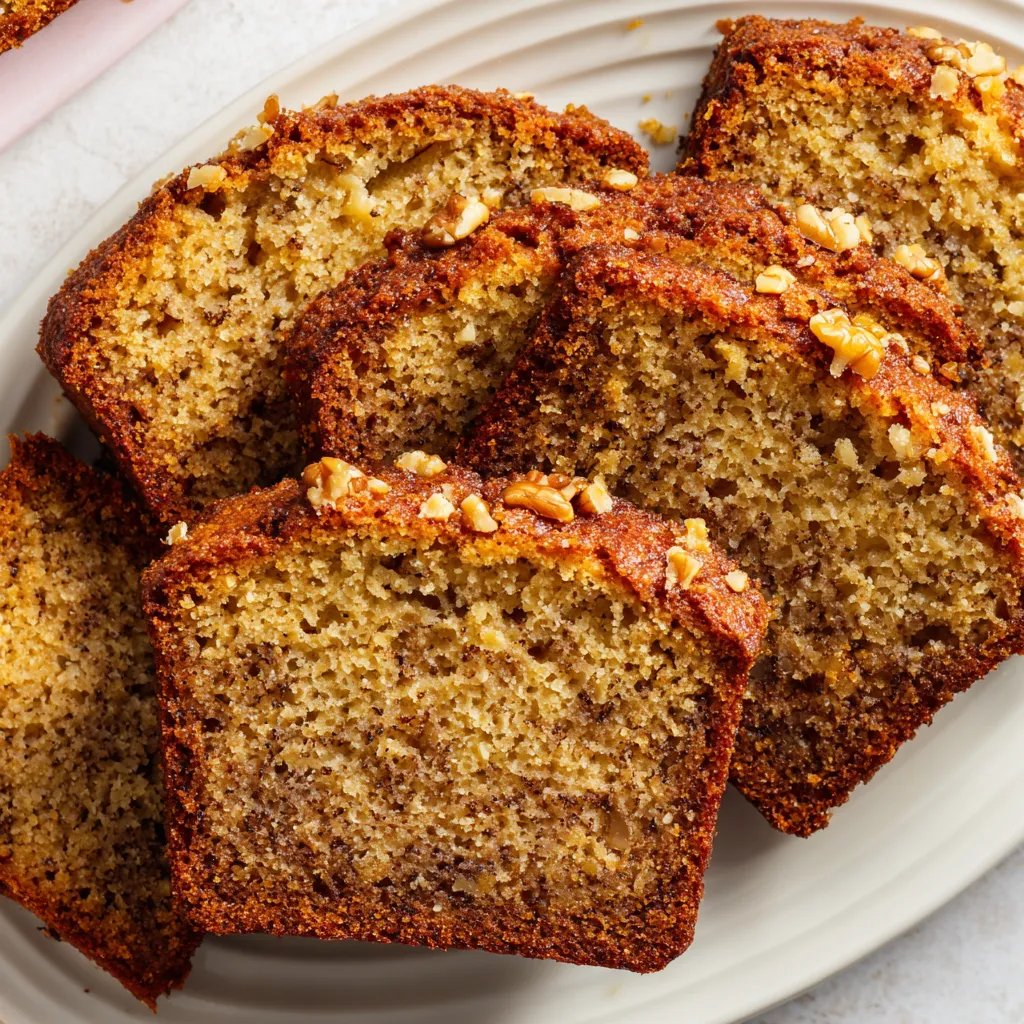 A plate of banana nut bread.