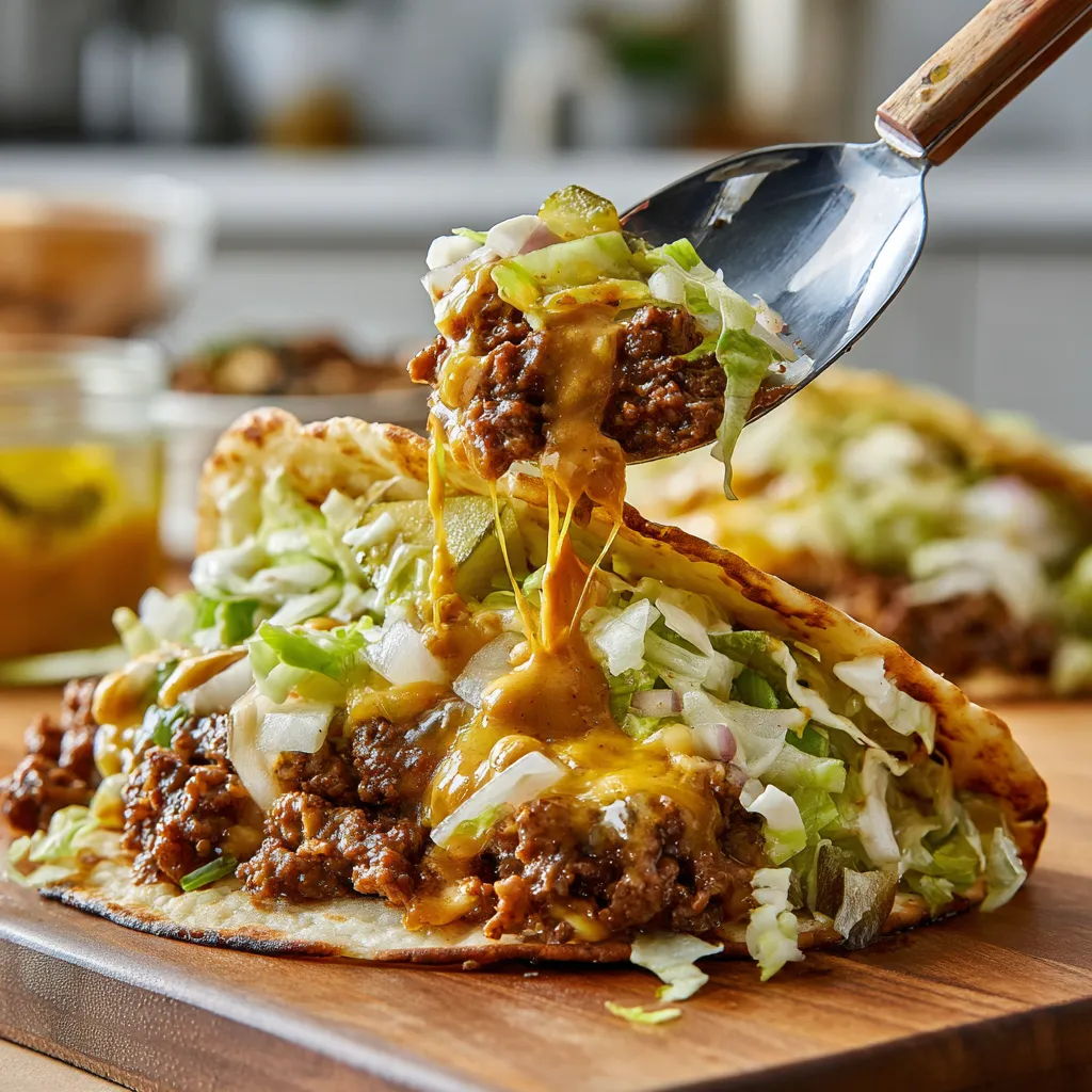 A close up of a Big Mac Smash Taco.