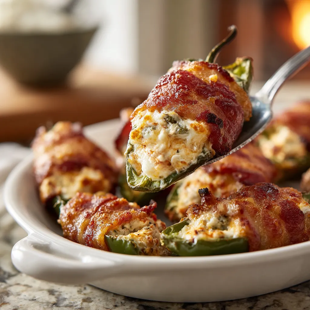 Bacon-wrapped jalapeño poppers on a plate.