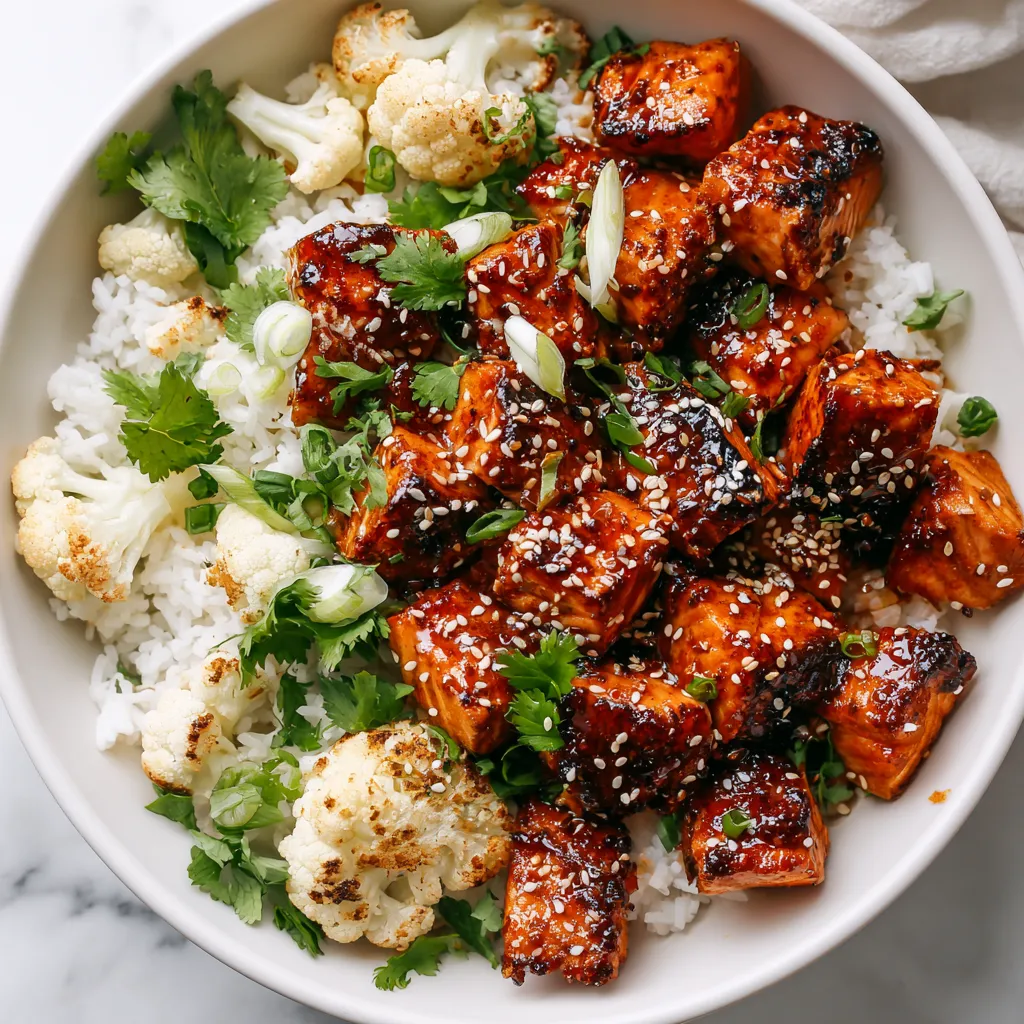 A bowl of food with rice, meat, and vegetables.