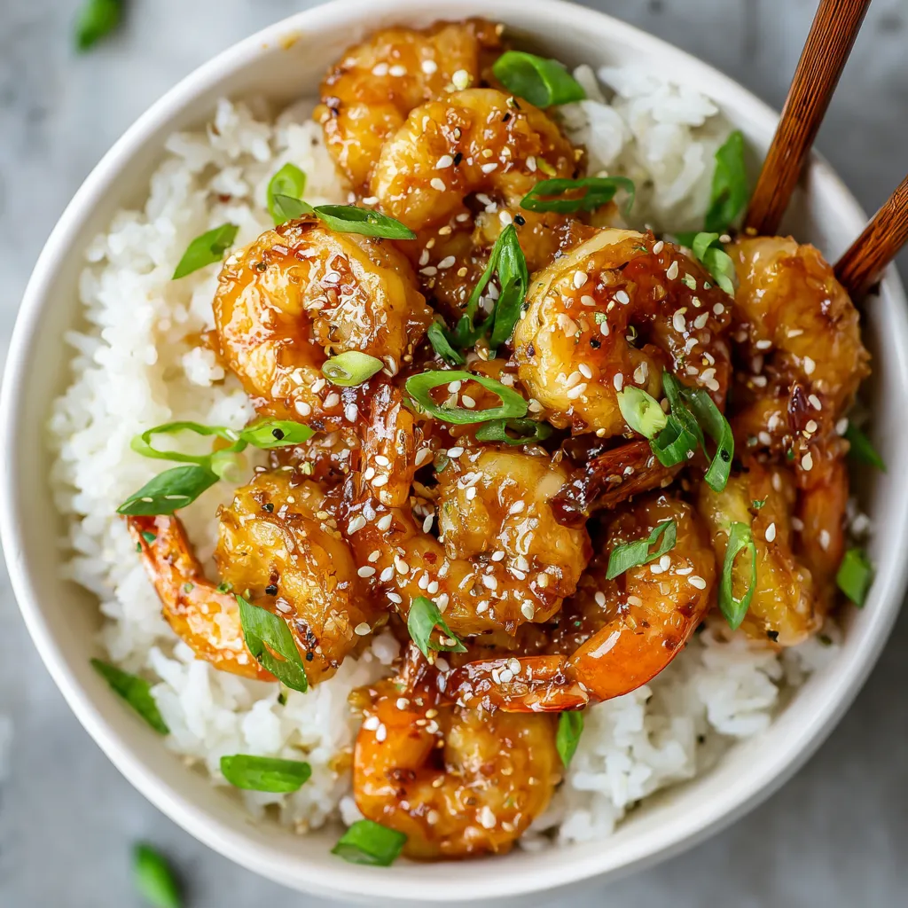 A bowl of shrimp and rice with a wooden spoon.