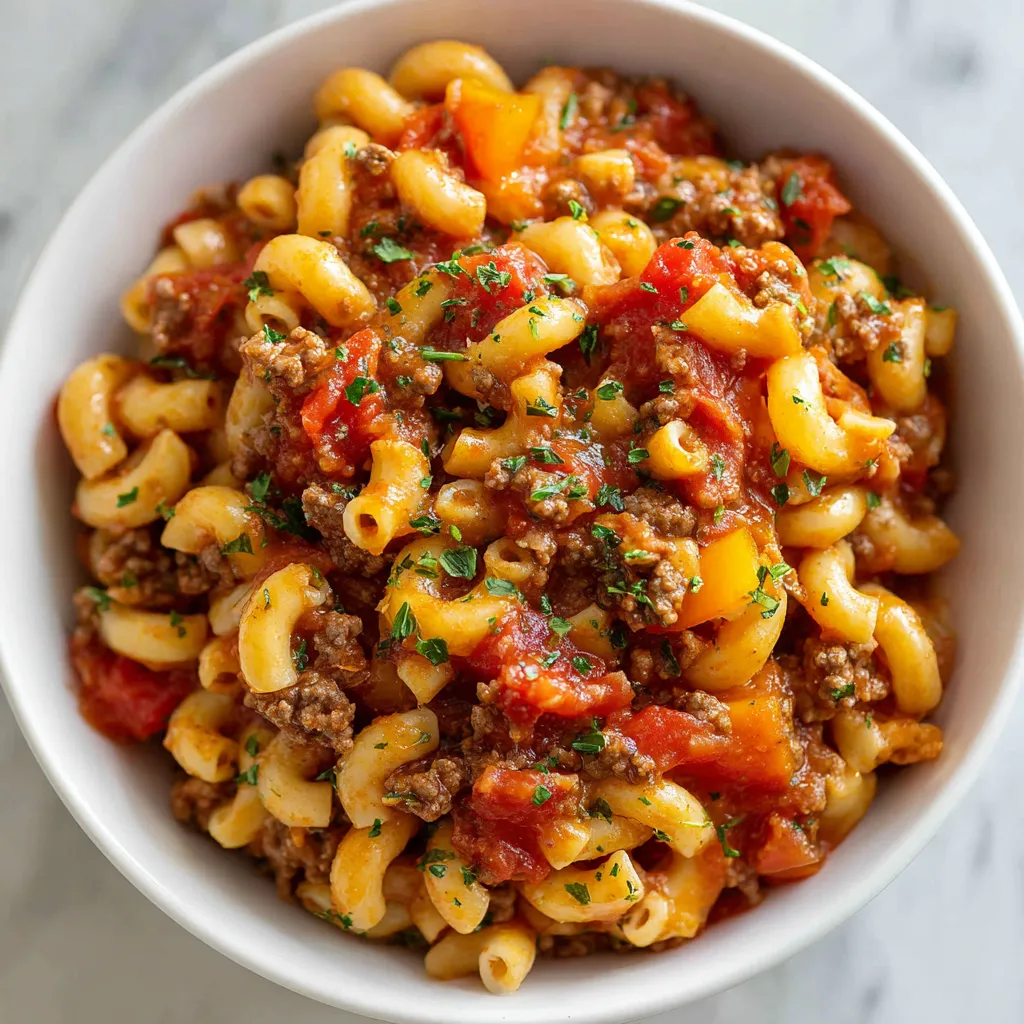 A bowl of Grandma's Goulash.