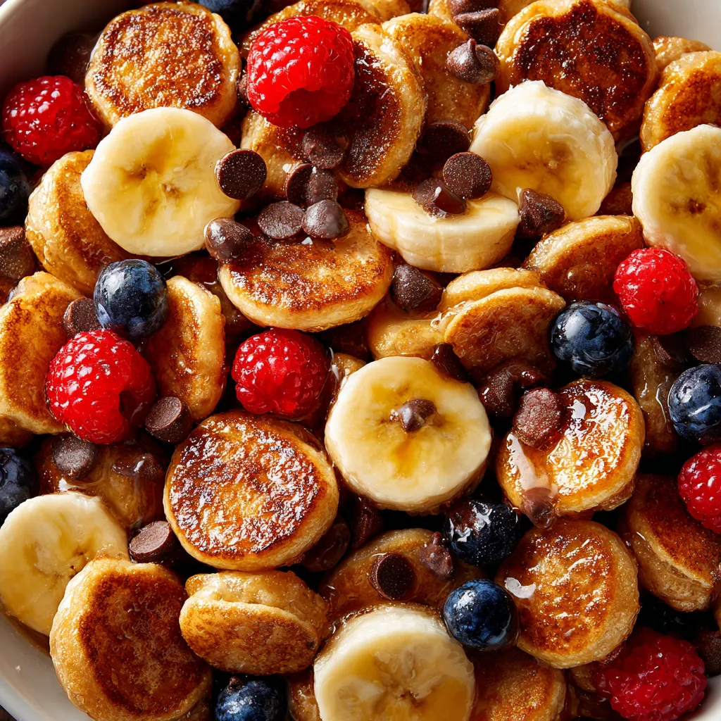 A bowl of mini pancake cereal.