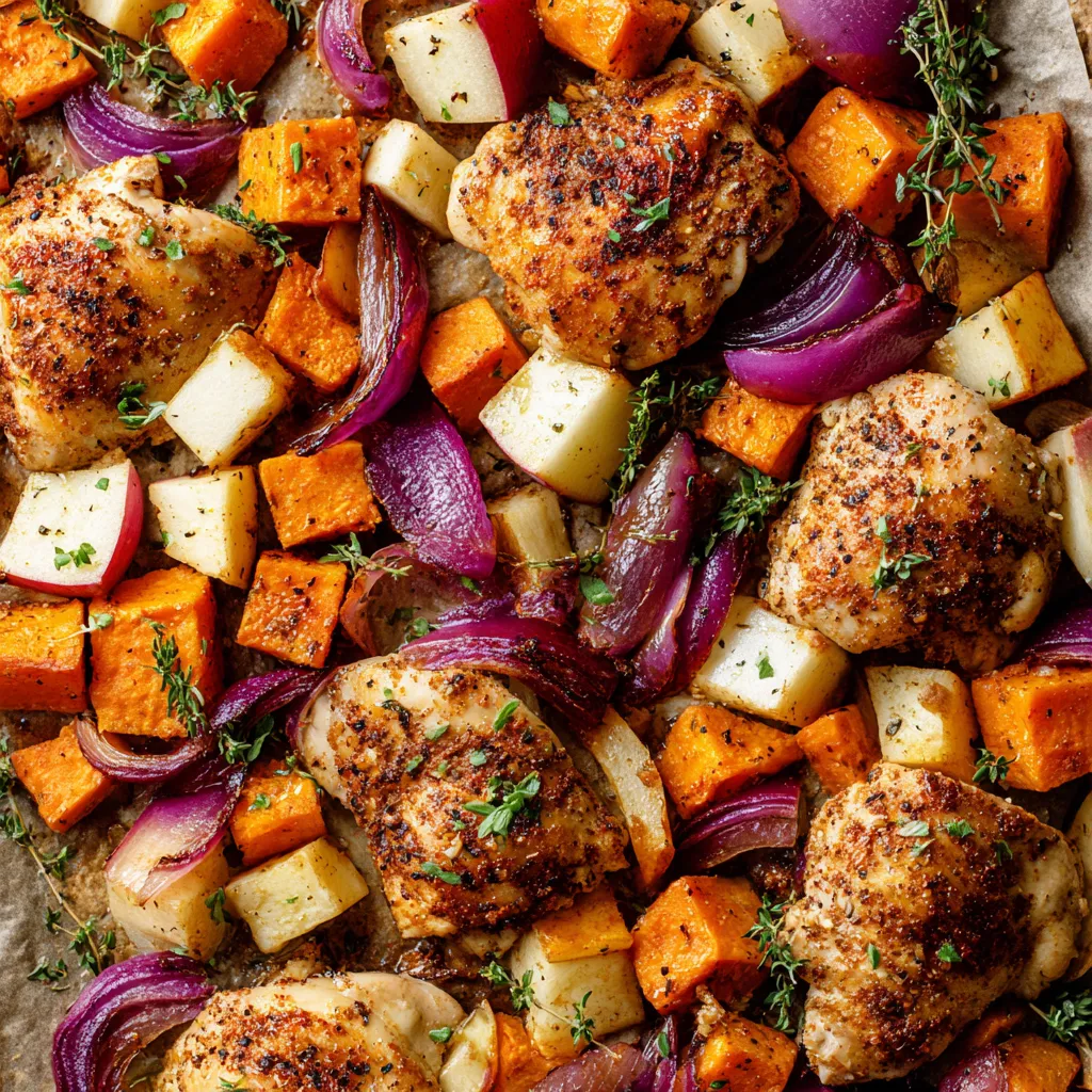 A delicious meal of chicken and vegetables.