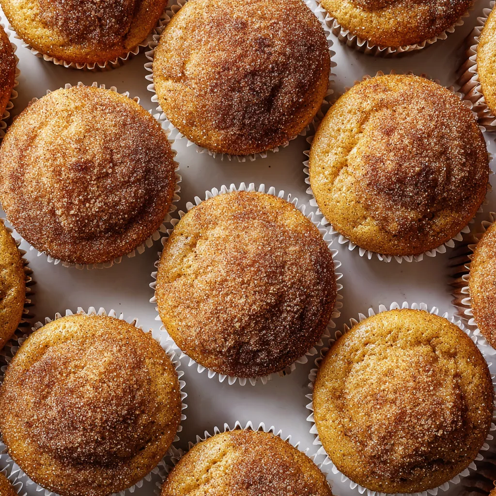 A tray of spiced apple cider doughnut muffins.