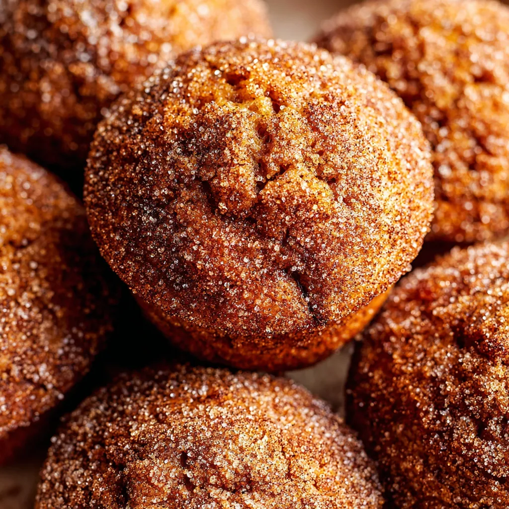 A pile of spiced apple cider doughnut muffins.